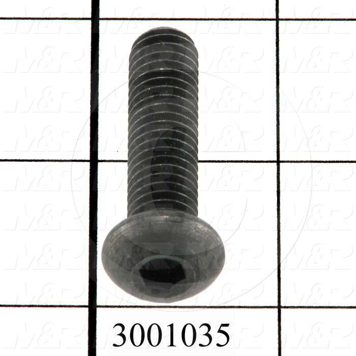 Machine Screws, Button Head, Steel, Thread Size 3/8-16, Screw Length 1 1/2 in., Full Thread Length, Right Hand, Black Oxide