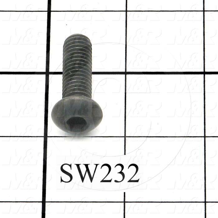 Machine Screws, Button Head, Steel, Thread Size 3/8-16, Screw Length 1 1/4 in., 1.25" Thread Length, Right Hand, Black Oxide