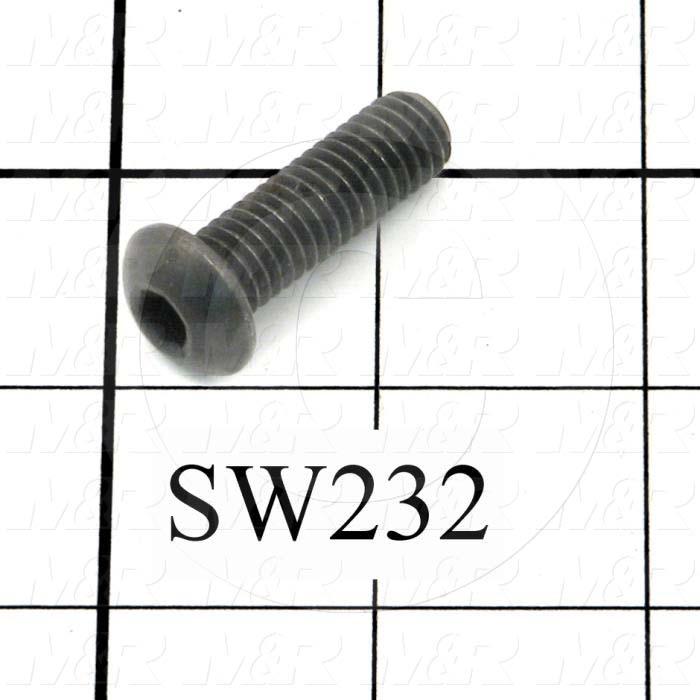 Machine Screws, Button Head, Steel, Thread Size 3/8-16, Screw Length 1 1/4 in., 1.25" Thread Length, Right Hand, Black Oxide