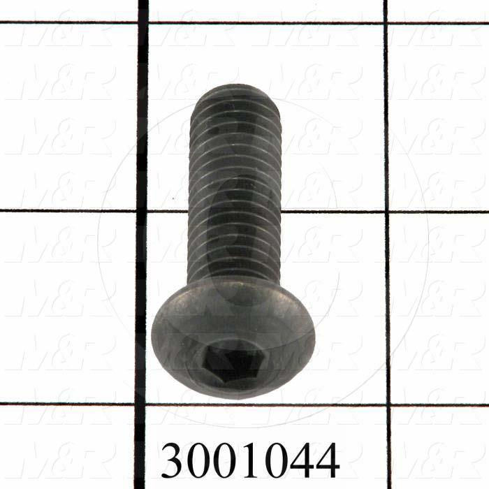 Machine Screws, Button Head, Steel, Thread Size 3/8-16, Screw Length 1 1/4 in., Full Thread Length, Right Hand, Black Oxide