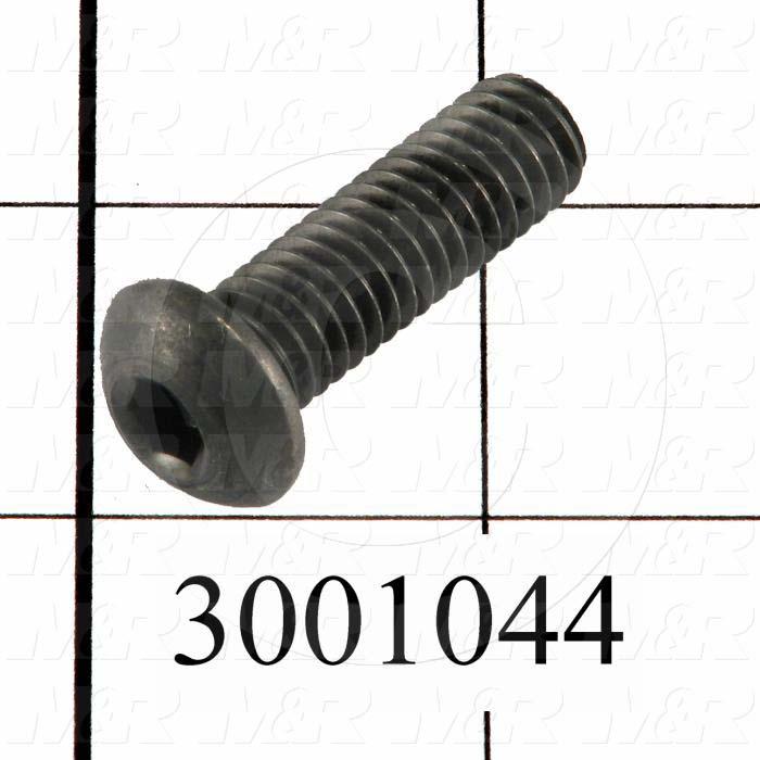 Machine Screws, Button Head, Steel, Thread Size 3/8-16, Screw Length 1 1/4 in., Full Thread Length, Right Hand, Black Oxide