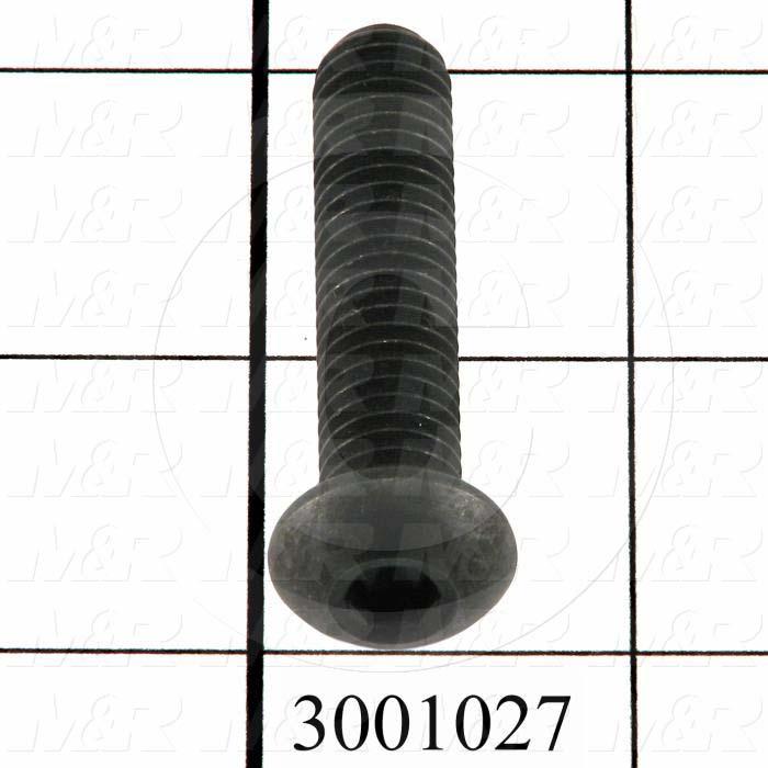 Machine Screws, Button Head, Steel, Thread Size 3/8-16, Screw Length 1 3/4", Full Thread Length, Right Hand, Black Oxide
