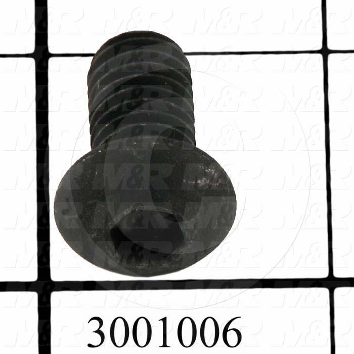 Machine Screws, Button Head, Steel, Thread Size 3/8-16, Screw Length 1", Full Thread Length, Right Hand, Black Oxide