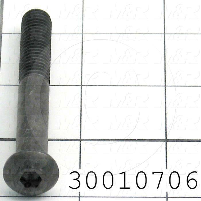 Machine Screws, Button Head, Steel, Thread Size 3/8-16, Screw Length 3 in., Partial Thread Length, Right Hand, Black Oxide