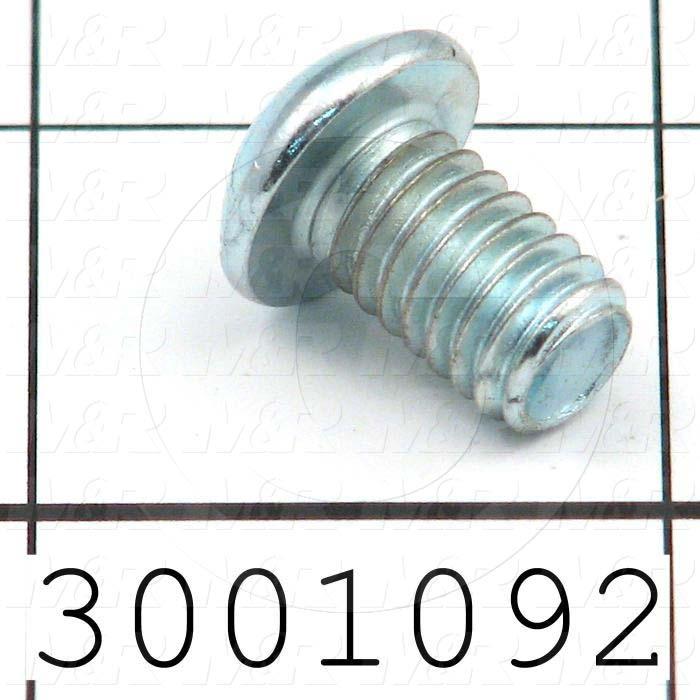 Machine Screws, Button Head, Steel, Thread Size 5/16-18, Screw Length 1/2 in., Full Thread Length, Right Hand, Zinc
