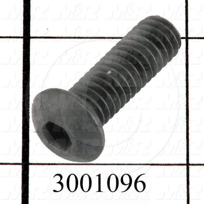 Machine Screws, Button Head, Steel, Thread Size 5/16-18, Screw Length 1", Full Thread Length, Right Hand, Black Electro Polyseal