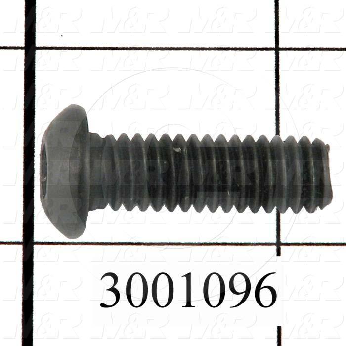 Machine Screws, Button Head, Steel, Thread Size 5/16-18, Screw Length 1", Full Thread Length, Right Hand, Black Electro Polyseal