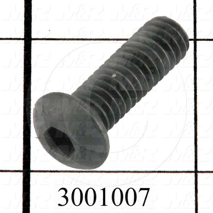 Machine Screws, Button Head, Steel, Thread Size 5/16-18, Screw Length 1", Full Thread Length, Right Hand, Black Oxide