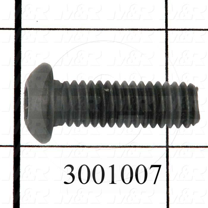 Machine Screws, Button Head, Steel, Thread Size 5/16-18, Screw Length 1", Full Thread Length, Right Hand, Black Oxide