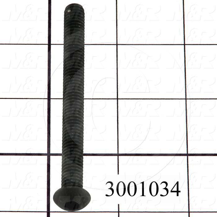 Machine Screws, Button Head, Steel, Thread Size 5/16-18, Screw Length 3 1/2", Full Thread Length, Right Hand, Black Oxide