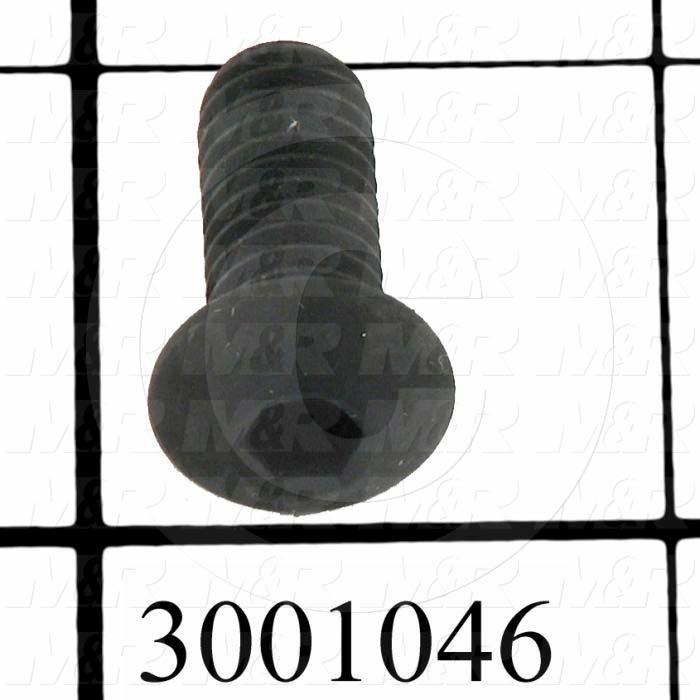 Machine Screws, Button Head, Steel, Thread Size 5/16-18, Screw Length 3/4", Full Thread Length, Right Hand, Black Electro Polyseal