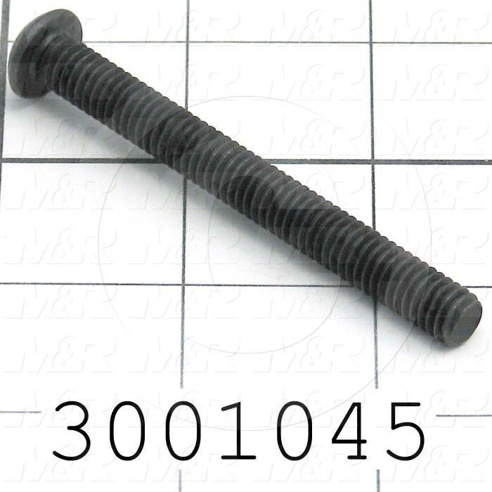Machine Screws, Button Head, Steel, Thread Size 5/16-18, Screw Length 3 in., Full Thread Length, Right Hand, Black Oxide