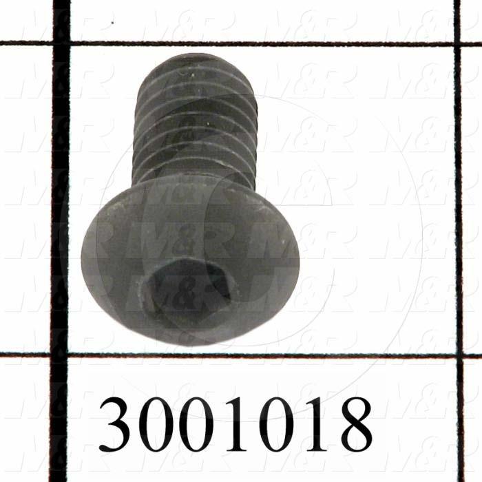 Machine Screws, Button Head, Steel, Thread Size 5/16-18, Screw Length 5/8", Full Thread Length, Right Hand, Black Oxide