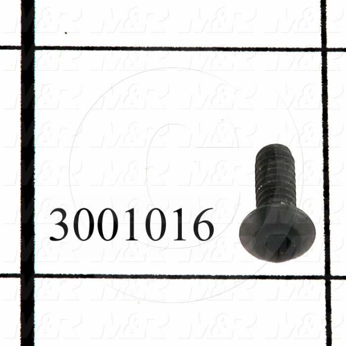 Machine Screws, Button Head, Steel, Thread Size 6-32, Screw Length 3/8", Full Thread Length, Right Hand, Black Oxide