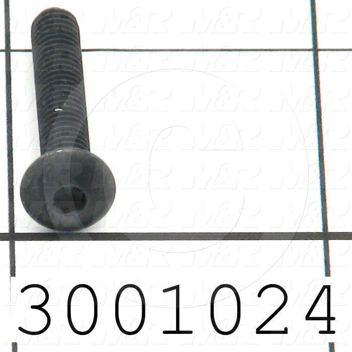Machine Screws, Button Head, Steel, Thread Size 8-32, Screw Length 1", Full Thread Length, Right Hand, Black Oxide