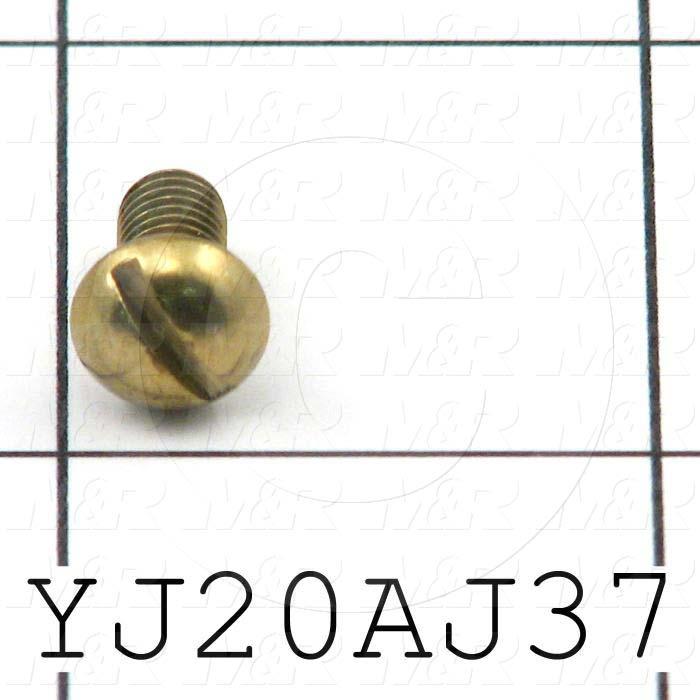 Machine Screws, Button, Slotted Head, Brass, Thread Size 10-32, Screw Length 3/8", 0.375" Thread Length, Right Hand