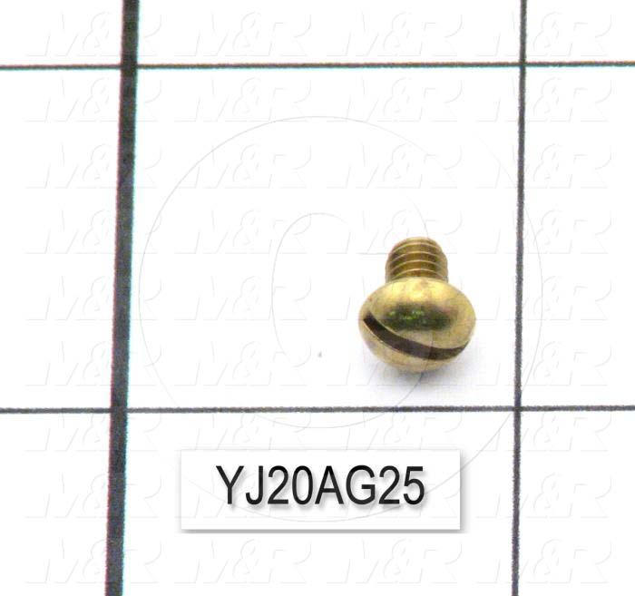 Machine Screws, Button, Slotted Head, Brass, Thread Size 8-32, Screw Length 0.25 in., 0.375" Thread Length, Right Hand
