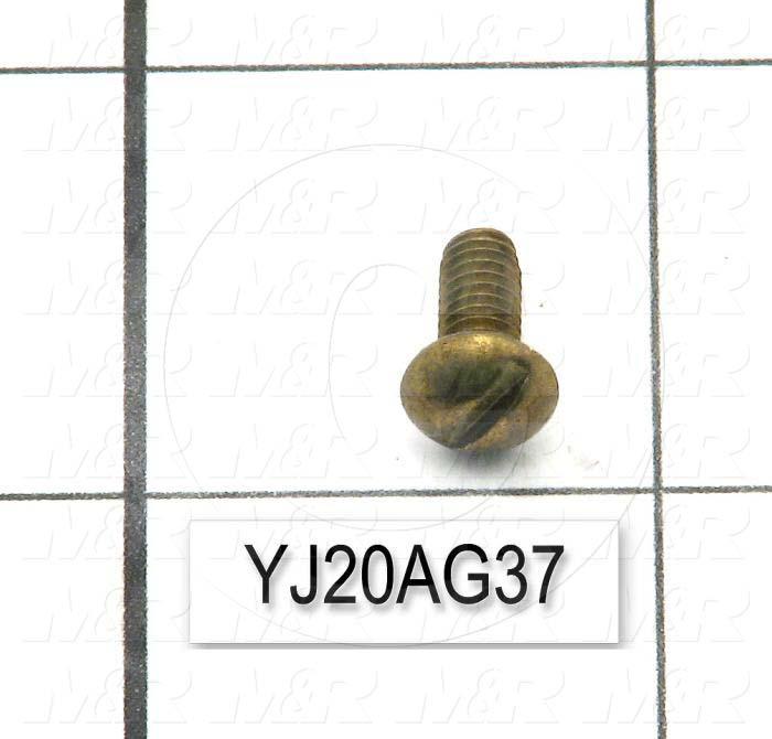 Machine Screws, Button, Slotted Head, Brass, Thread Size 8-32, Screw Length 3/8", 0.375" Thread Length, Right Hand