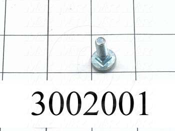 Machine Screws, Carriage Head, Steel, Thread Size 1/4"-20, Screw Length 3/4", Full Thread Length, Right Hand, Zinc