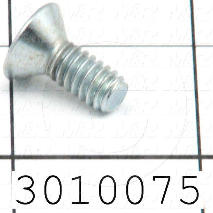 Machine Screws, Flat Head, Steel, Thread Size 1/4"-20, Screw Length 5/8", Full Thread Length, Right Hand, Zinc