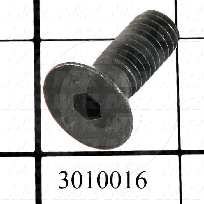 Machine Screws, Flat Head, Steel, Thread Size 3/8-16, Screw Length 1", Full Thread Length, Right Hand, Black Oxide