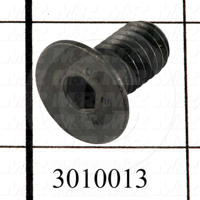 Machine Screws, Flat Head, Steel, Thread Size 3/8-16, Screw Length 3/4", Full Thread Length, Right Hand, Black Oxide