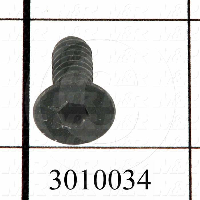 Machine Screws, Flat Head, Steel, Thread Size 5/16-18, Screw Length 1 3/4", Full Thread Length, Right Hand, Black Oxide