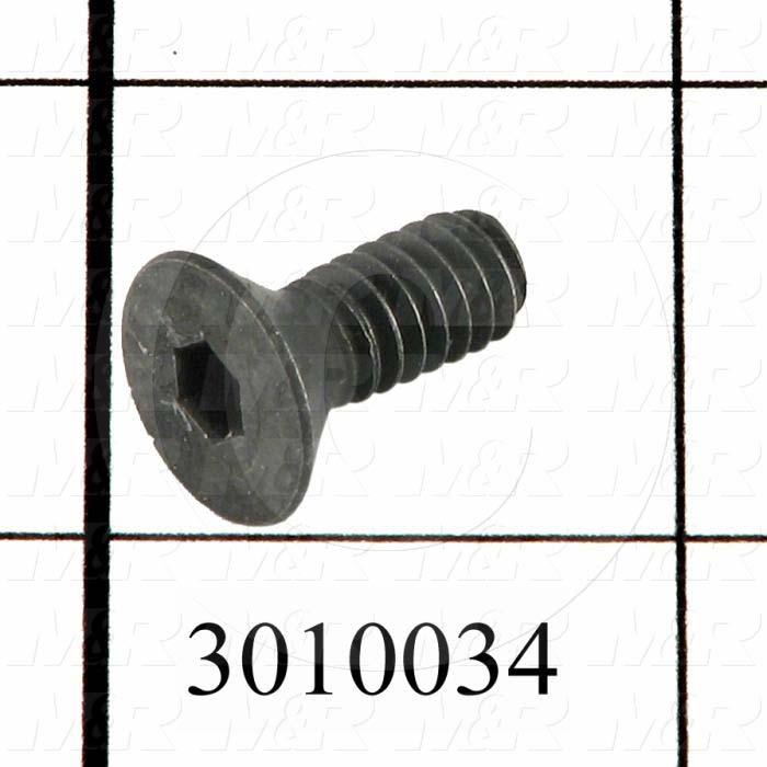 Machine Screws, Flat Head, Steel, Thread Size 5/16-18, Screw Length 1 3/4", Full Thread Length, Right Hand, Black Oxide