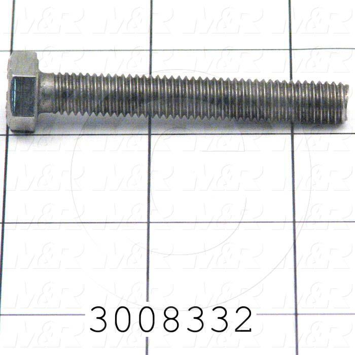 Machine Screws, Hex Head, Stainless Steel, Thread Size M8, Screw Length 55mm, Full Thread Length, Right Hand, Plain