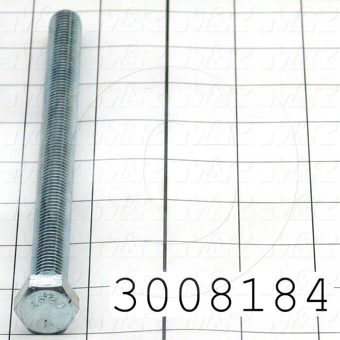 Machine Screws, Hex Head, Steel, Grade Class 5, Thread Size 1/2-13, Screw Length 7 in., Full Thread Length, Right Hand, Zinc