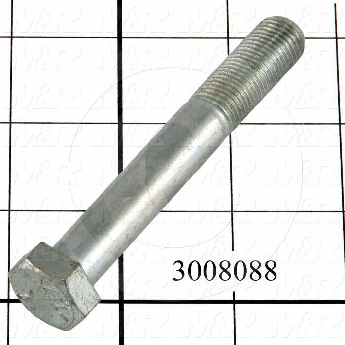 Machine Screws, Hex Head, Steel, Grade Class 5, Thread Size 1/2-20, Screw Length 3 1/2", Partial Thread Length, Right Hand, Zinc
