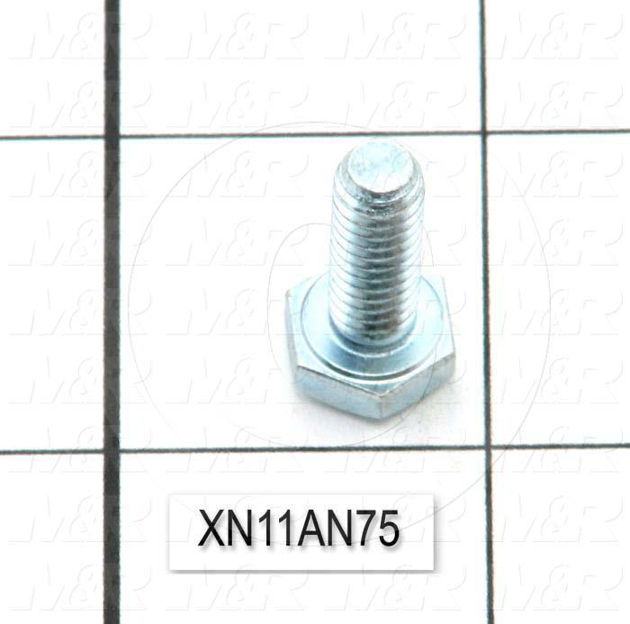 Machine Screws, Hex Head, Steel, Grade Class 5, Thread Size 1/4"-20, Screw Length 3/4", 0.75" Thread Length, Right Hand, Zinc Plated