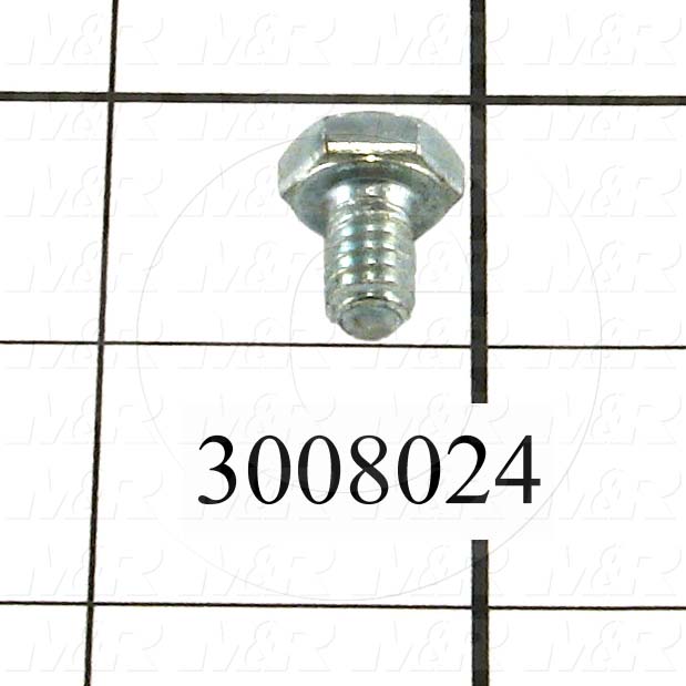 Machine Screws, Hex Head, Steel, Grade Class 5, Thread Size 1/4"-20, Screw Length 3/8", Full Thread Length, Right Hand, Zinc