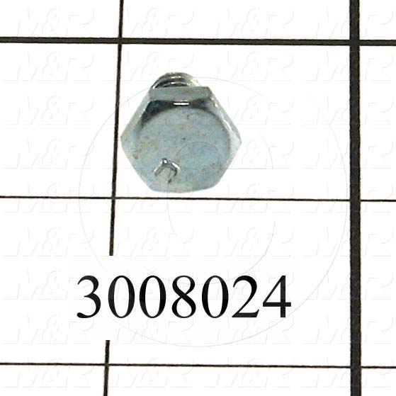 Machine Screws, Hex Head, Steel, Grade Class 5, Thread Size 1/4"-20, Screw Length 3/8", Full Thread Length, Right Hand, Zinc