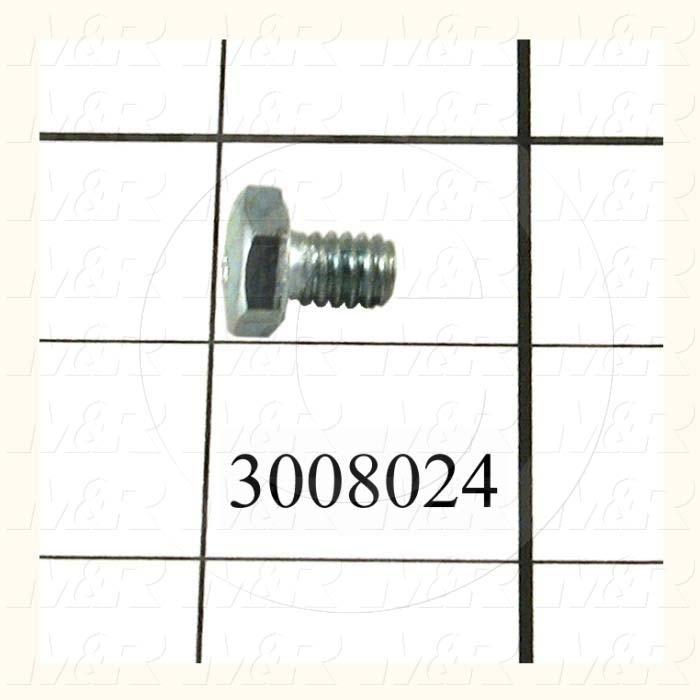 Machine Screws, Hex Head, Steel, Grade Class 5, Thread Size 1/4"-20, Screw Length 3/8", Full Thread Length, Right Hand, Zinc