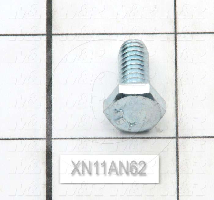 Machine Screws, Hex Head, Steel, Grade Class 5, Thread Size 1/4"-20, Screw Length 5/8", 0.625" Thread Length, Right Hand, Zinc Plated