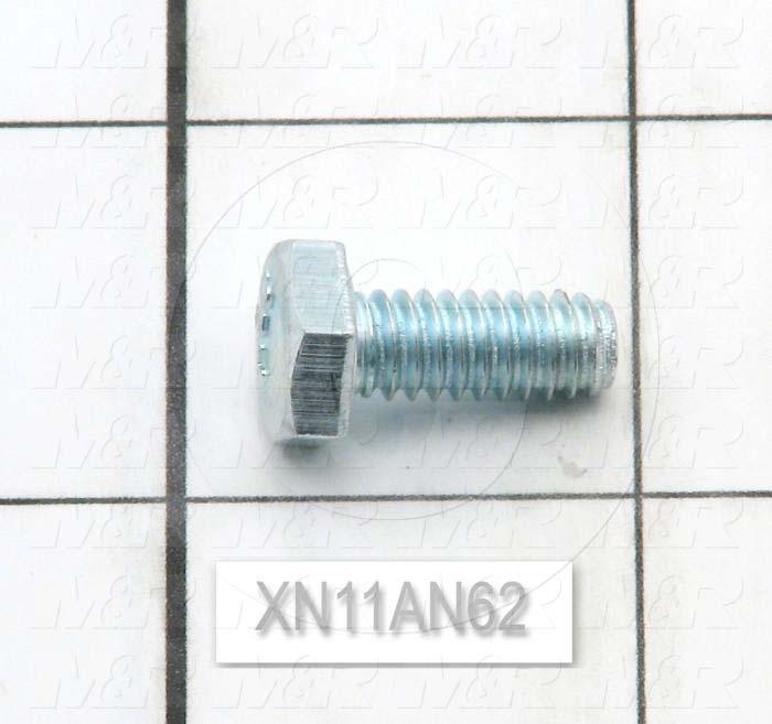 Machine Screws, Hex Head, Steel, Grade Class 5, Thread Size 1/4"-20, Screw Length 5/8", 0.625" Thread Length, Right Hand, Zinc Plated