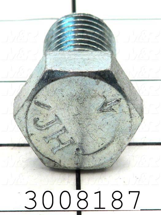 Machine Screws, Hex Head, Steel, Grade Class 5, Thread Size 3/4-10, Screw Length 1 1/4 in., Full Thread Length, Right Hand, Zinc