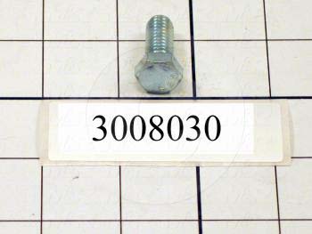 Machine Screws, Hex Head, Steel, Grade Class 5, Thread Size 3/8-16, Screw Length 7/8 in., Full Thread Length, Right Hand, Zinc