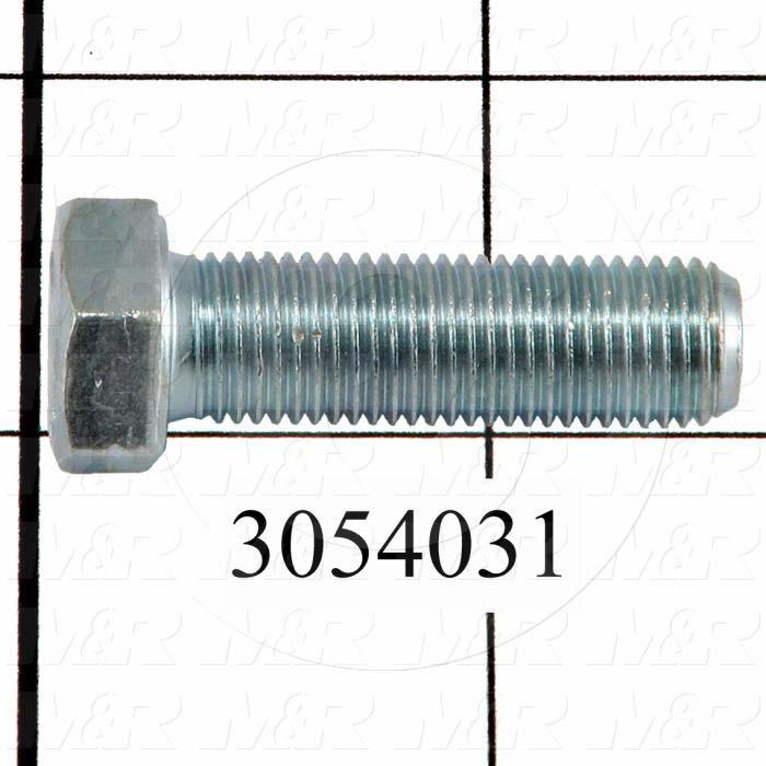 Machine Screws, Hex Head, Steel, Grade Class 5, Thread Size 3/8-24, Screw Length 1 1/4 in., Full Thread Length, Right Hand, Zinc