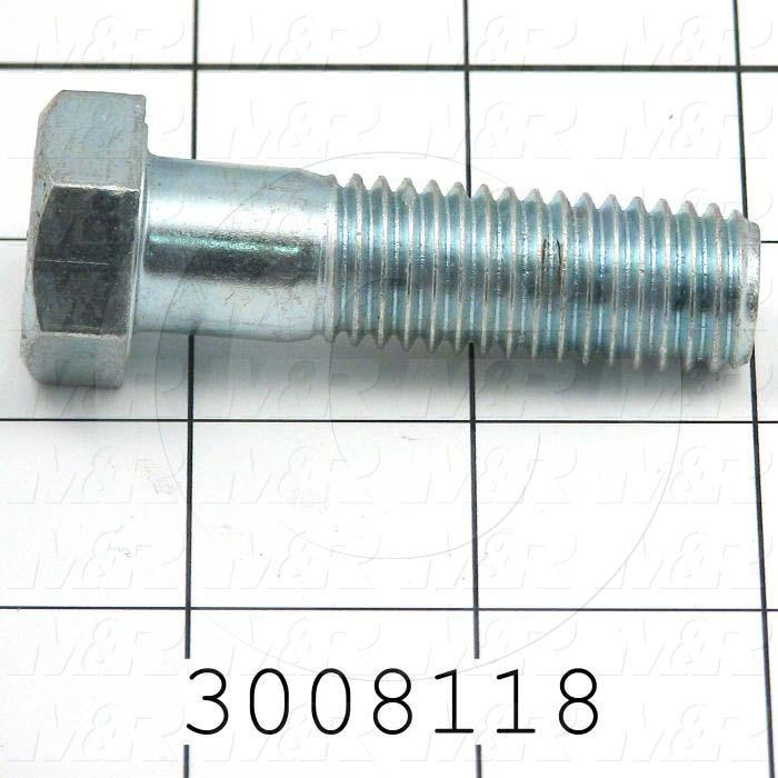 Machine Screws, Hex Head, Steel, Grade Class 5, Thread Size 5/8-11, Screw Length 2 1/4", Partial Thread Length, Right Hand, Zinc