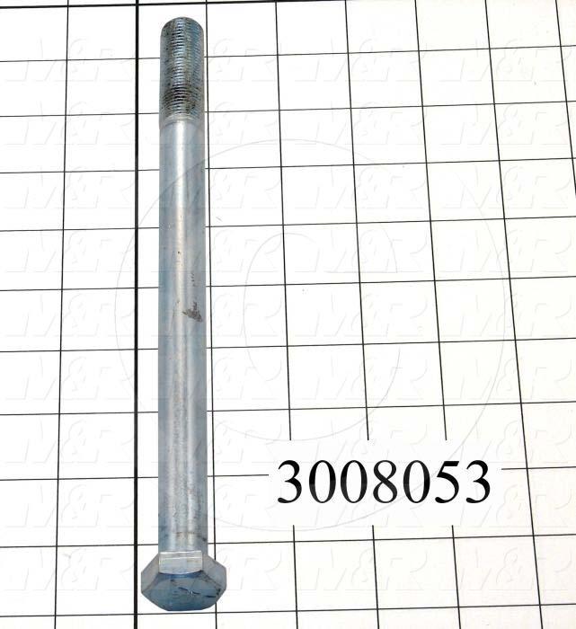 Machine Screws, Hex Head, Steel, Grade Class 5, Thread Size 5/8-18, Screw Length 8 in., Partial Thread Length, Right Hand, Zinc