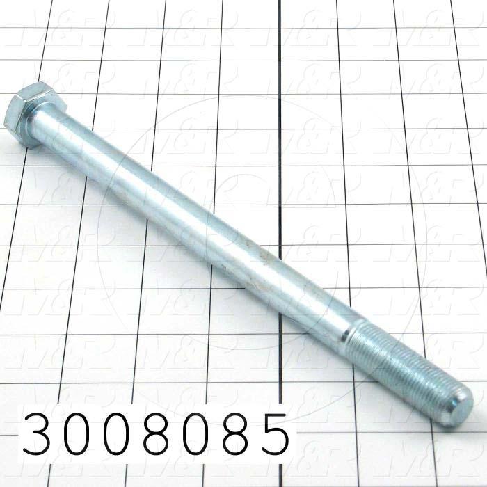 Machine Screws, Hex Head, Steel, Grade Class 5, Thread Size 5/8-18, Screw Length 9", Partial Thread Length, Right Hand, Zinc
