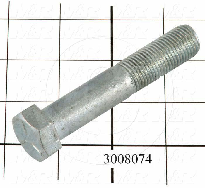 Machine Screws, Hex Head, Steel, Grade Class 5, Thread Size 9/16-18, Screw Length 3 in., Partial Thread Length, Right Hand, Zinc