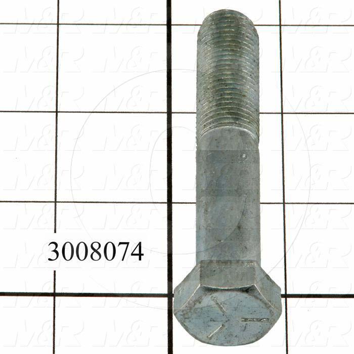 Machine Screws, Hex Head, Steel, Grade Class 5, Thread Size 9/16-18, Screw Length 3 in., Partial Thread Length, Right Hand, Zinc