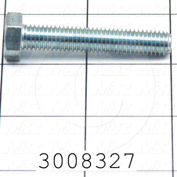 Machine Screws, Hex Head, Steel, Grade Class 8.8, Thread Size M8, Screw Length 45 mm, Full Thread Length, Right Hand, Zinc