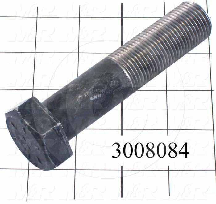 Machine Screws, Hex Head, Steel, Grade Class 8, Thread Size 1-12, Screw Length 4 1/2", Partial Thread Length, Right Hand, Plain