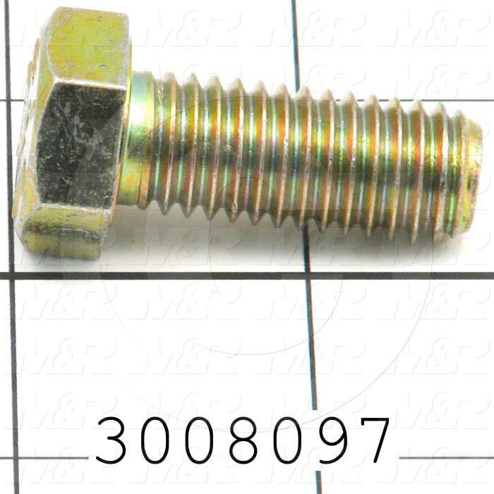 Machine Screws, Hex Head, Steel, Grade Class 8, Thread Size 1/2-13, Screw Length 1 1/4 in., Full Thread Length, Right Hand, Zinc