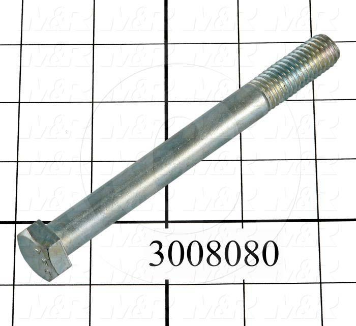 Machine Screws, Hex Head, Steel, Grade Class 8, Thread Size 1/2-13, Screw Length 3 1/2", Partial Thread Length, Right Hand, Zinc