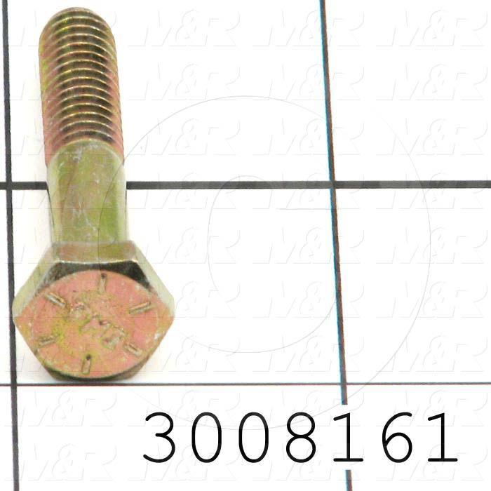 Machine Screws, Hex Head, Steel, Grade Class 8, Thread Size 1/4"-20, Screw Length 1 1/2 in., Full Thread Length, Right Hand, Zinc